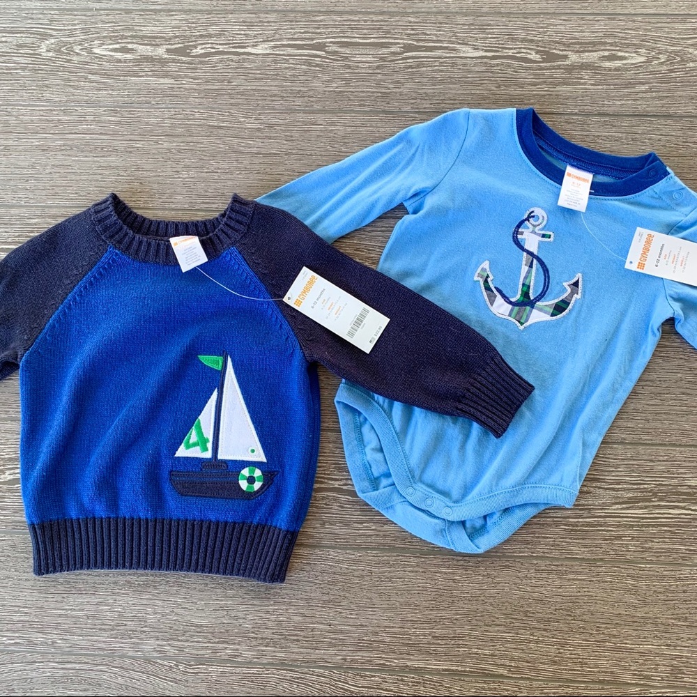 🆕 Gymboree Nautical Sweatshirt & Onesie Set